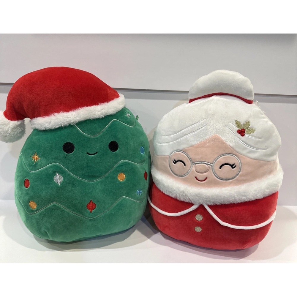 2021 Squishmallow plush Carol Christmas Tree 12in & Nicolette the Mrs Claus 13in
